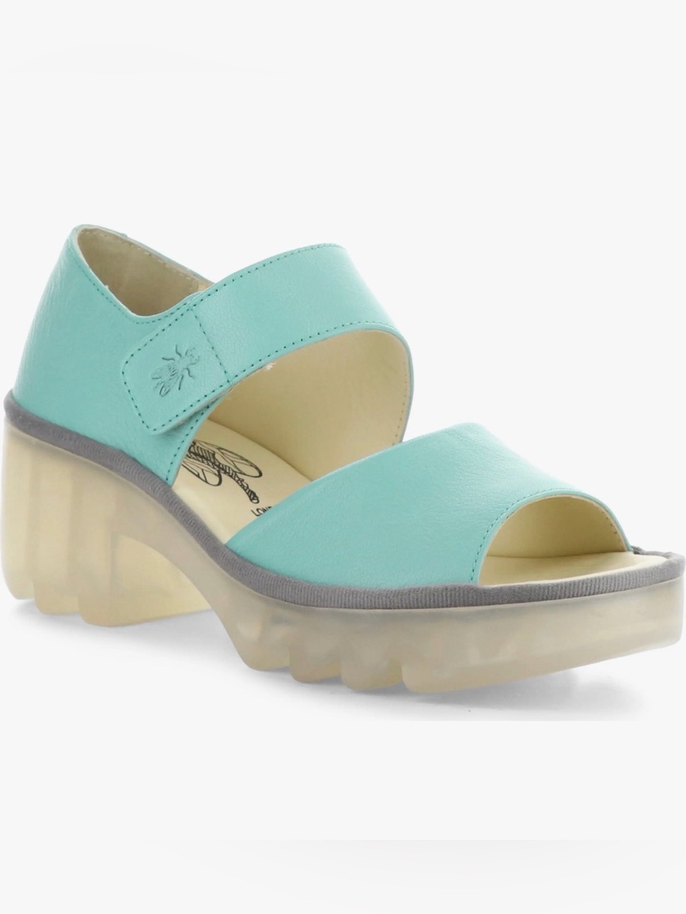 Fly London Taar Mint Green Platform Sandals